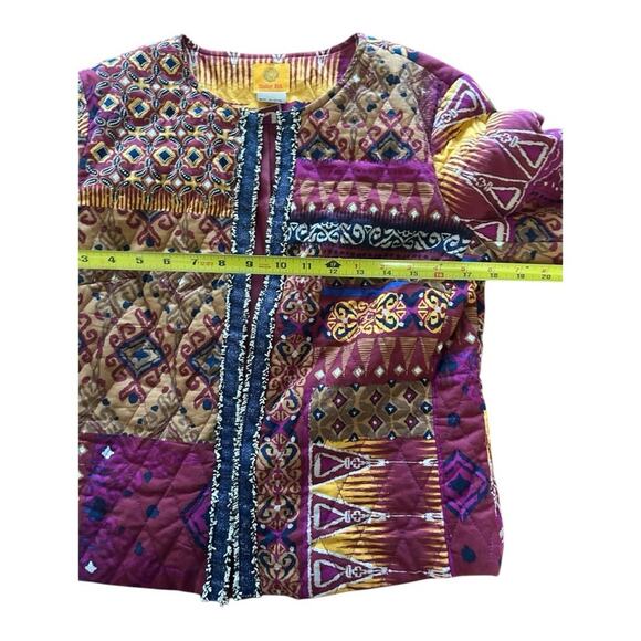 Ruby Rd  Womens Jacket Blazer  Open Front Yellow/Orange/Pink Quilted - Picture 5 of 8